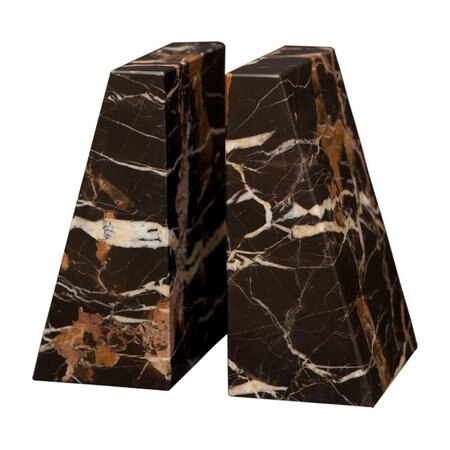 MARBLE CRAFTER Marble Crafter BE20-BG Zeus Bookends; Black & Gold Marble BE20-BG